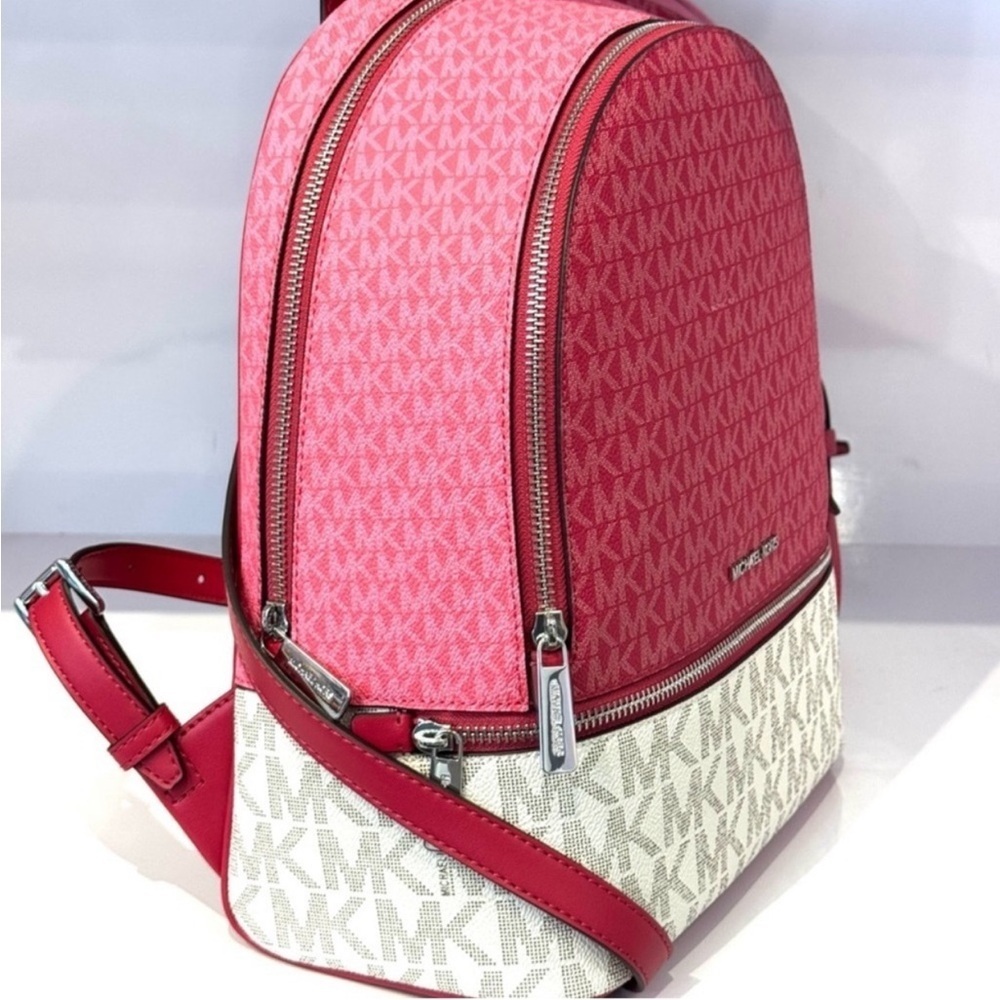 Michael Kors Rhea Medium Color-Block Signature Logo Backpack Dark
Rasberry Multi - Picture 6 of 11